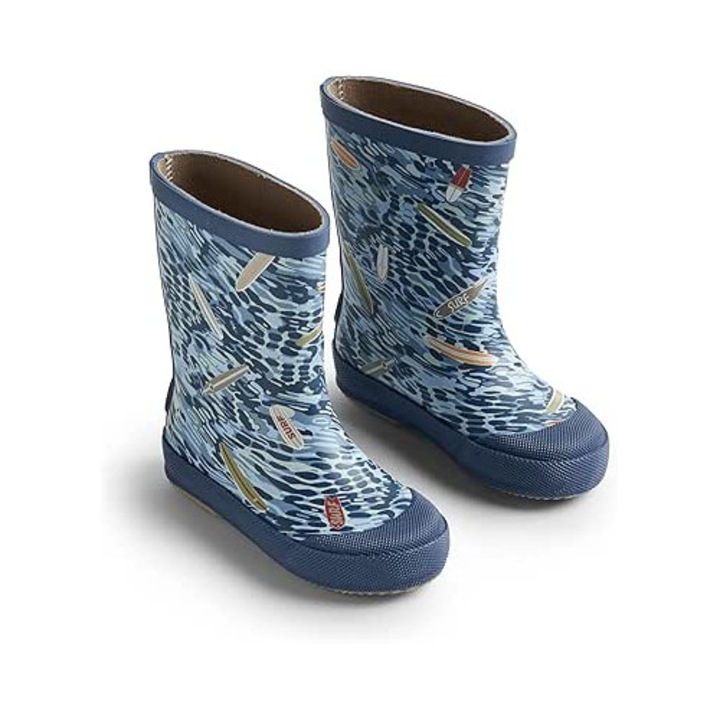 Cizme de cauciuc unisex pentru copii, cu imprimeu noroios, 100% impermeabile, Wheat, Albastru indigo