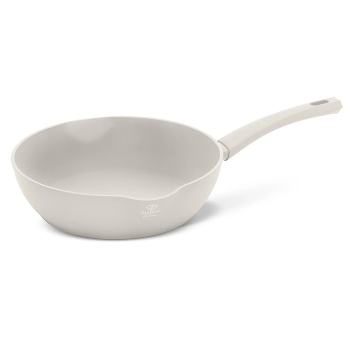 Tigaie adanca set 28 cm Matte Cream Gold, TitanPro, crem mat cu accente aurii, 3,8 L