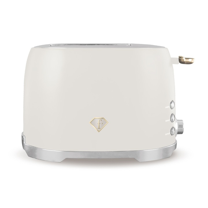 Prajitor de paine FashionTV FTV-0112, crem cu accente aurii, 850W, 7 niveluri de rumenire, functie de decongelare, functie de reincalzire