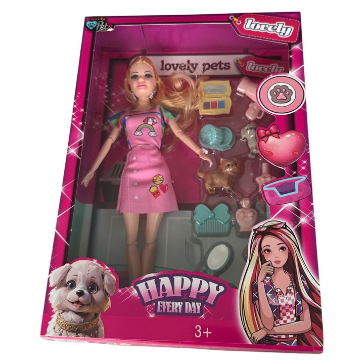 Papusa Sofia cu Accesorii Ingrijire Animalute – Set Joc de Rol, 3+