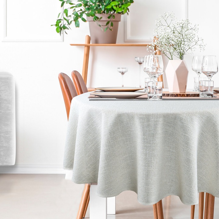 Obrus rotund INES, Eurofirany, crem cu fir auriu, 150cm