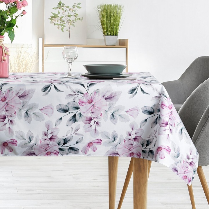 Obrus decorativ set GARDEN, 140x220cm, crem, roz, bej, 100% poliester