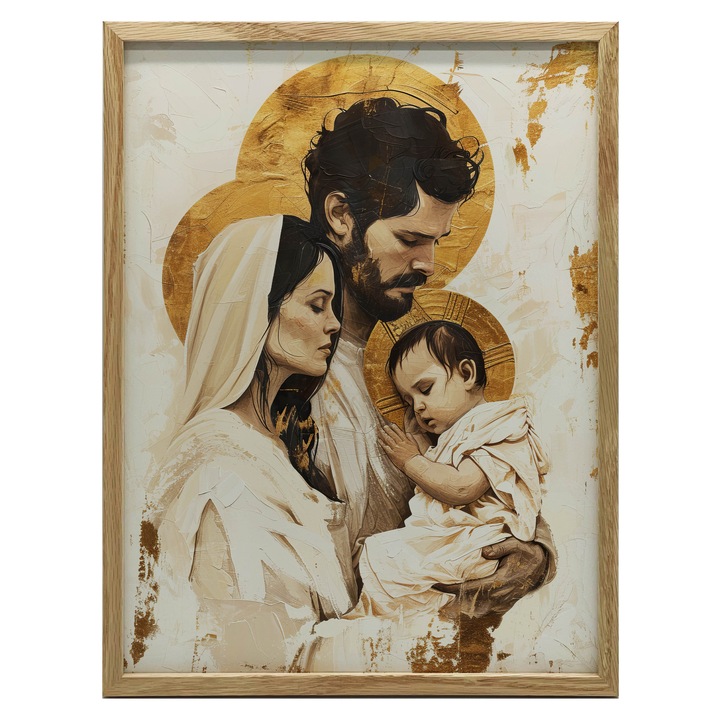 Картина Свето Семейство, 40x50 см, златна алуминиева рамка, матова хартия 230 гр/кв.м