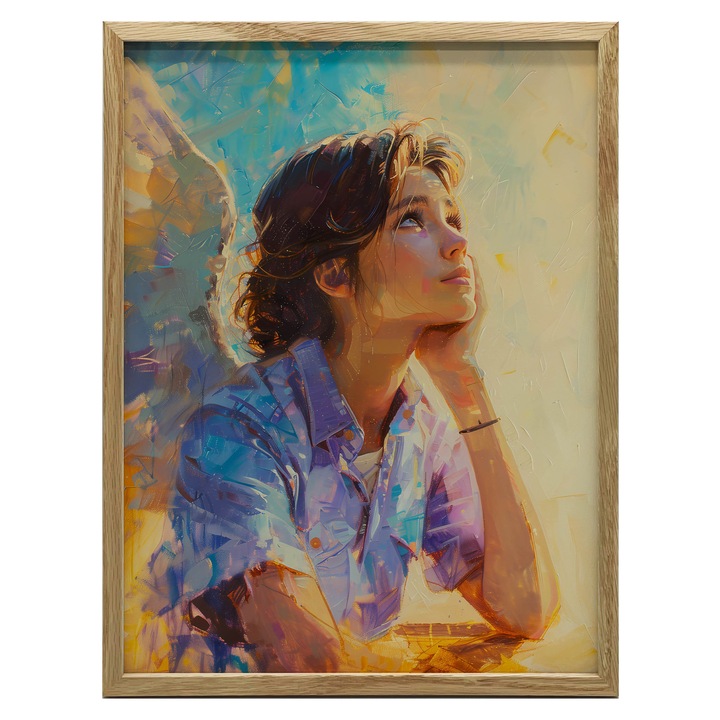Плакат "Ангелски мисли", 40x50см, алуминиева рамка, златиста, матова хартия 230 гр/кв.м