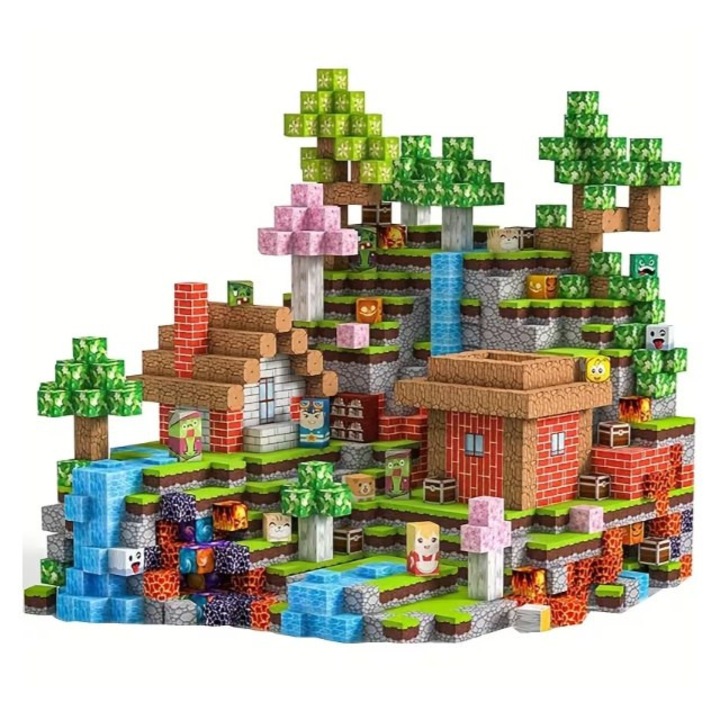 3D mágneses kocka készlet, 100 darab, többszínű, 3+ év