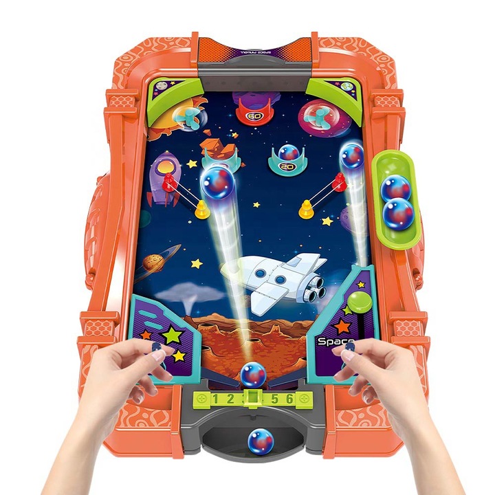 Joc de îndemânare, pinball, pentru copii, 3-9 ani, dimensiune compactă, design colorat, set interactiv
