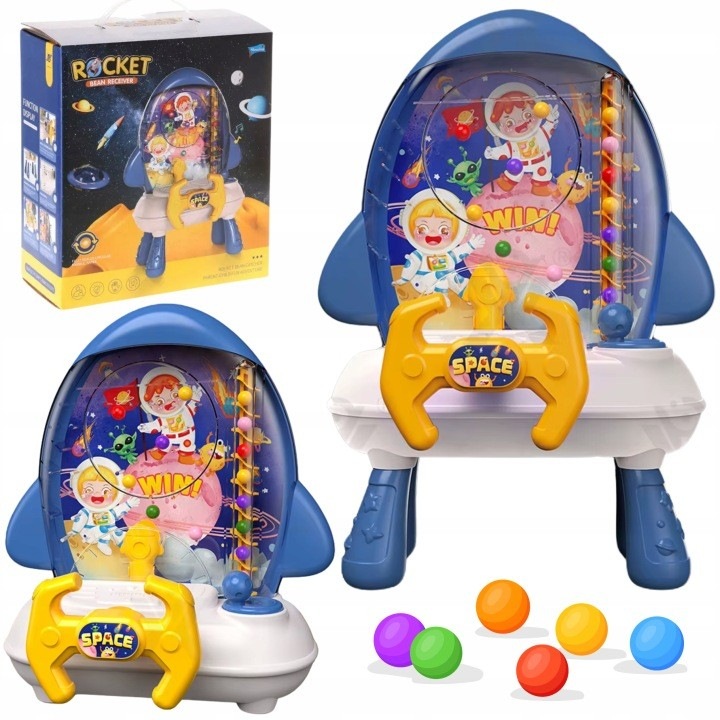 Jucărie interactivă Prinde Bilele, rachetă colorată, funcționare electrică, plastic