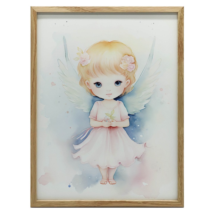 Tablou Niewinnosc w Rozu, 30x40cm, rama aluminiowa neagra, hartie mata 230 gsm