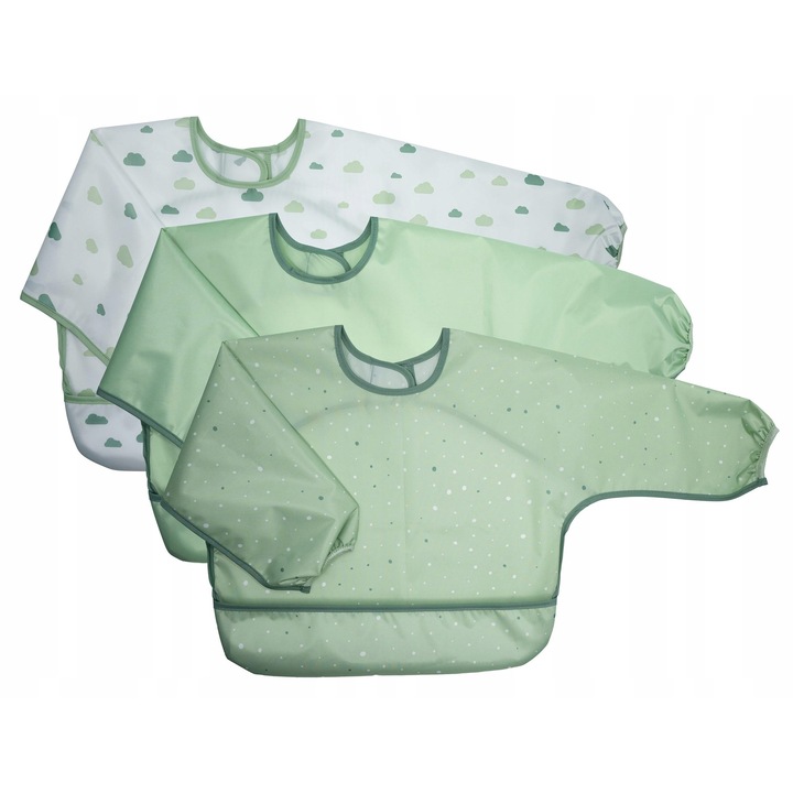 Mia Mia 3 db előke ujjakkal, vízálló, zöld, 35 cm