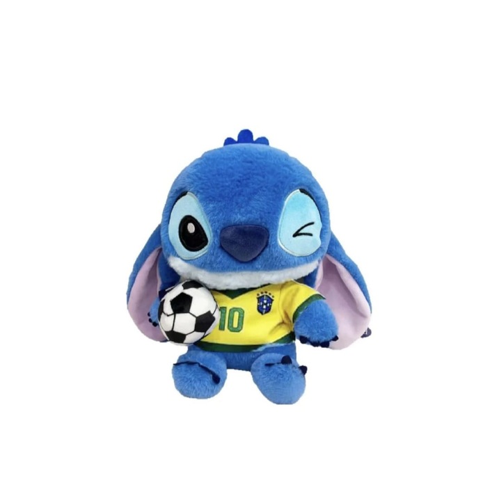 Jucărie de plus, MASHASHOP, Stitch Football Star, 33 cm, verde/multicolor