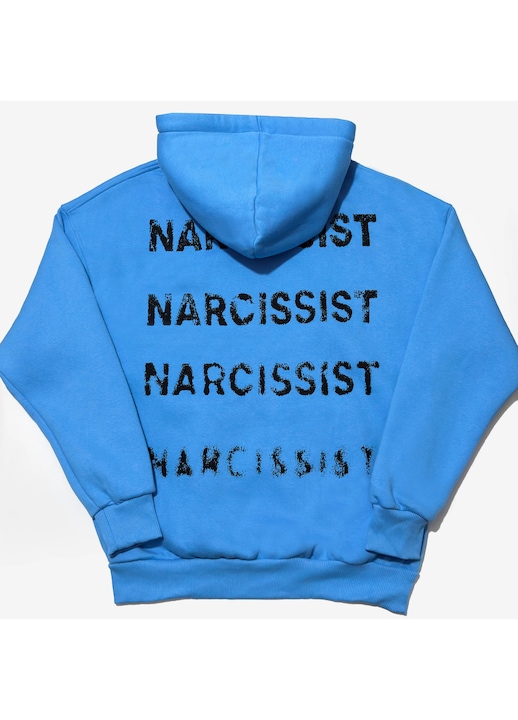 Hanorac Oversize Albastru Barbati – Narcissist Print Streetwear - L