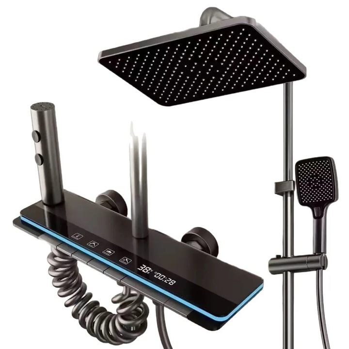 Coloana dus cu 4 functii, display si banda led, 30cm, Antracit - BSL17