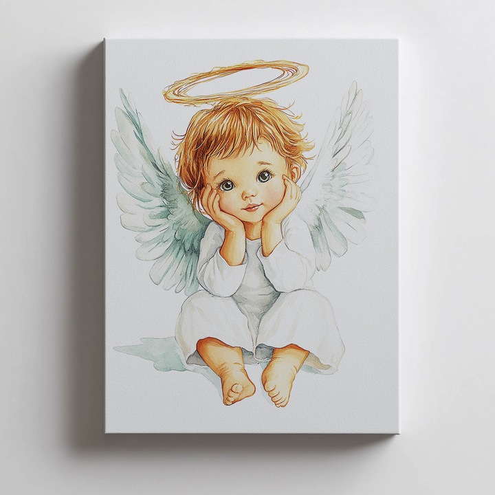 Tablou decorativ, multicolor, model ingeras 30x40 cm, fara rama, panza premium