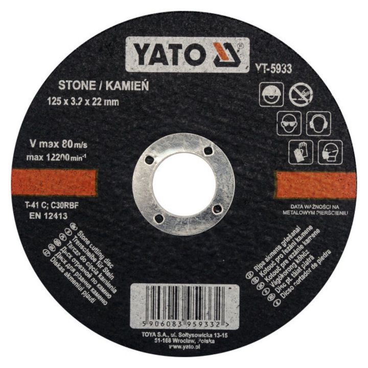 YATO Vágókorong kőre 125 x 3, 2 x 22 mm