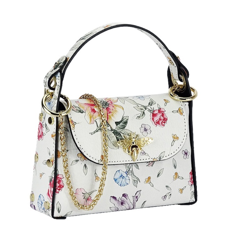 Fehér valódi bőr táska B-1602 122 fehér mintával