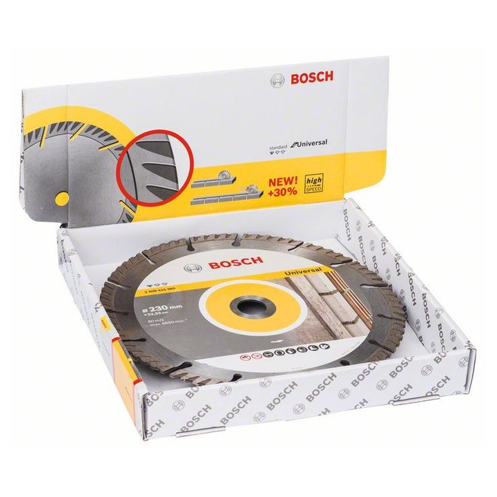 BOSCH Gyémánt vágókorong 230 x 2, 6 x 10 x 22, 2 mm szegmentált Standard for Universal (10 db)