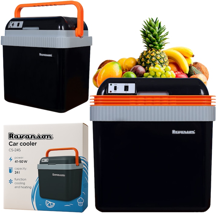 Frigider auto Ravanson CS-24S, 24 litri, racire 13C, incalzire 60C, 39,8x29,8x43cm, 4,8kg