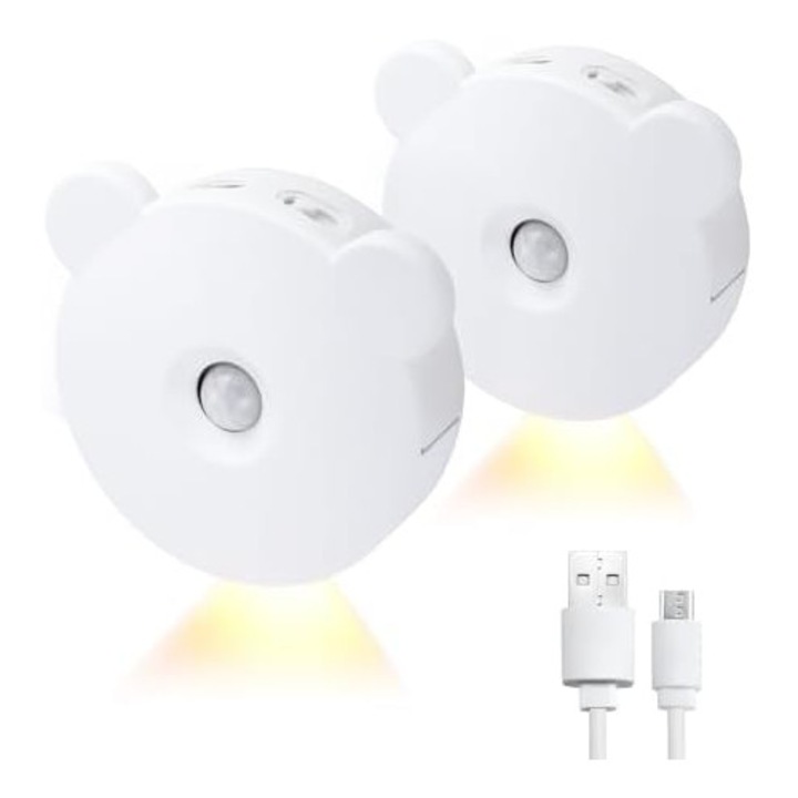 Lumina de veghe pentru copii, senzor de miscare, lumina de noapte, 2 bucati
