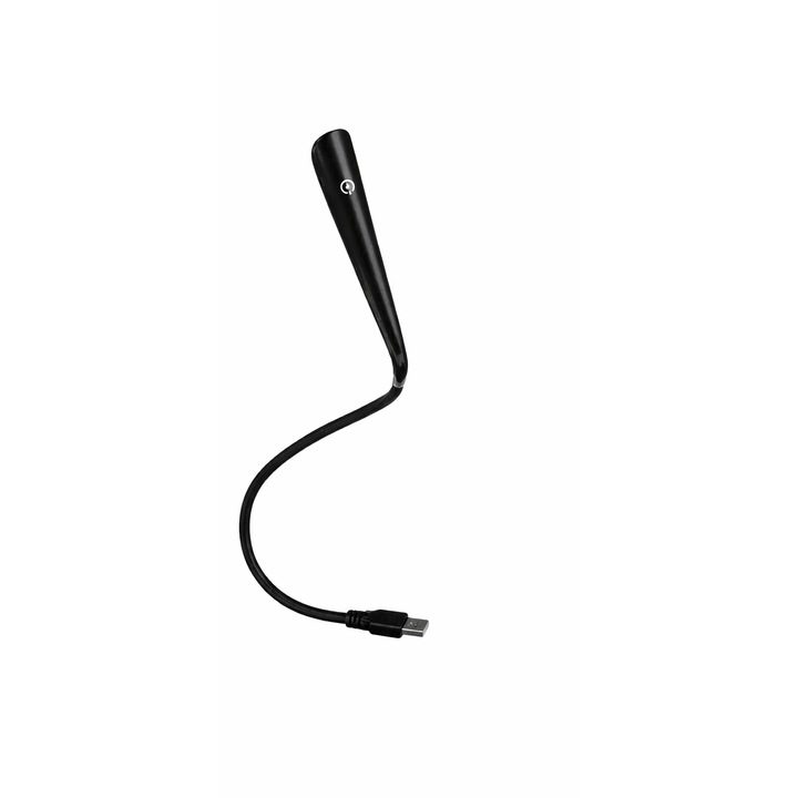 Lampa LED USB pentru Citit, Flexibila, cu Reglaj Intensitate Lumina, Lumina Alba, Portabila, Neagra, 44 cm