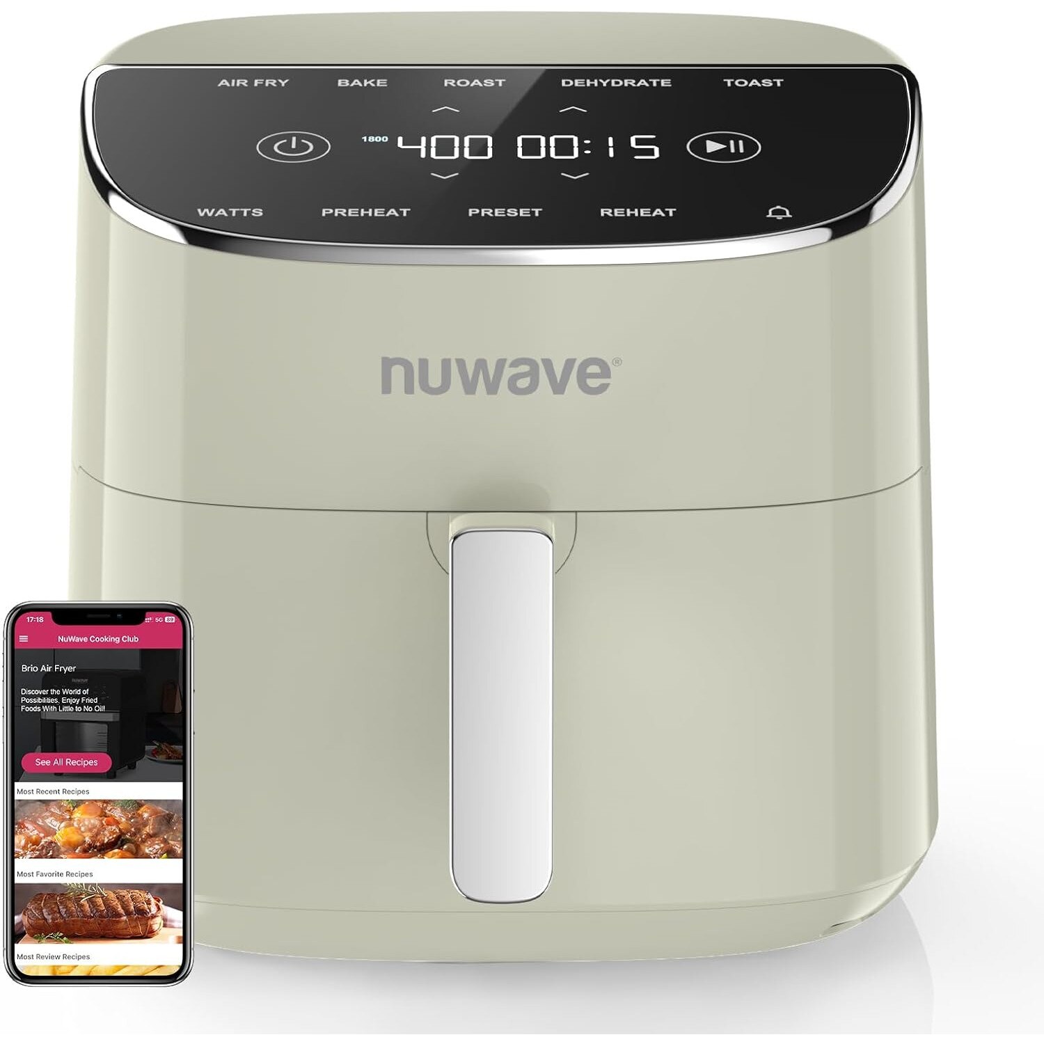 Nuwave Computer Nuwave Brio Plus 8L Friteuza cu Aer si Ceramica PFAS-Free, 7 Functii ...