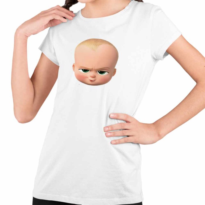 Tricou Copii Fete Baby Boss Alpha Kid, Fehér