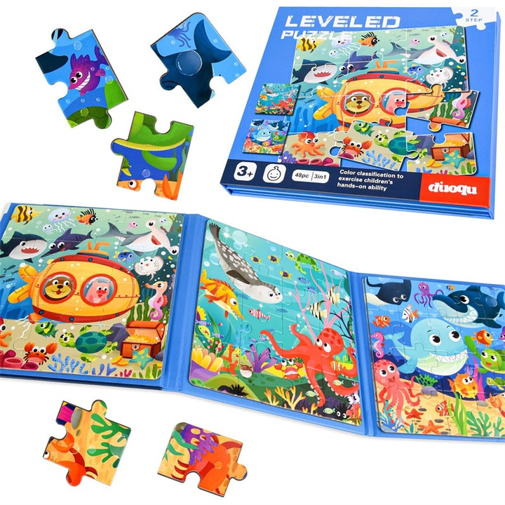 Mágneses puzzle, 2-5 éves gyermekek számára alkalmas, utazó játék, tökéletes kisgyermekeknek repülőgépes és autós utazásokhoz, 48 darab, nagyszerű születésnapi ajándék gyerekeknek