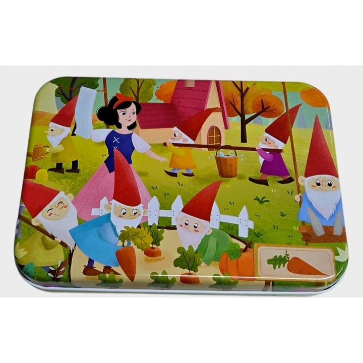 Set puzzle 120 piese ambalat in cutie metalica, fiecare piesa este numerotata pe spate