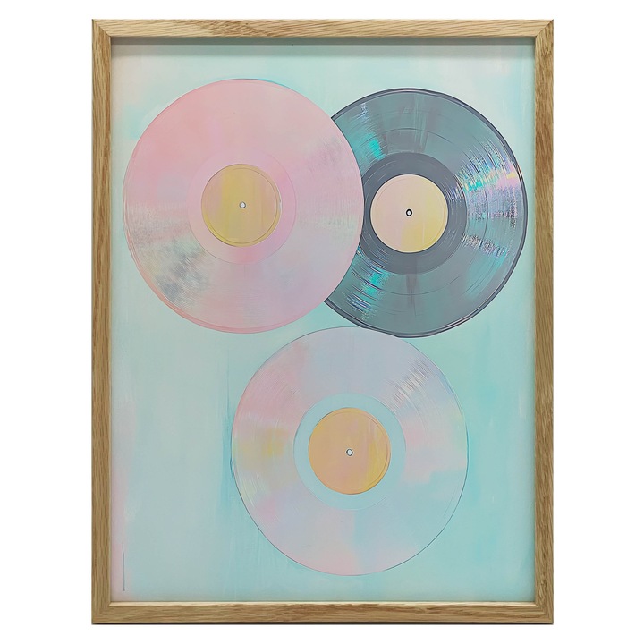 Tablou Melodia Culorilor, 50x70 cm, rama din lemn, pasteluri roz, albastru, argintiu