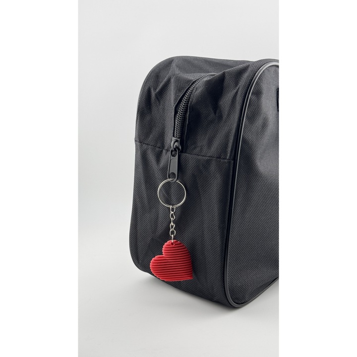 Breloc inima rosie 3D, design texturat, accesoriu chei sau geanta, cadou romantic