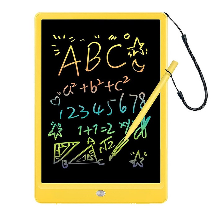 Tableta grafică Fresner, 10 inch, galben, display LCD, funcție de blocare ecran, pentru copii