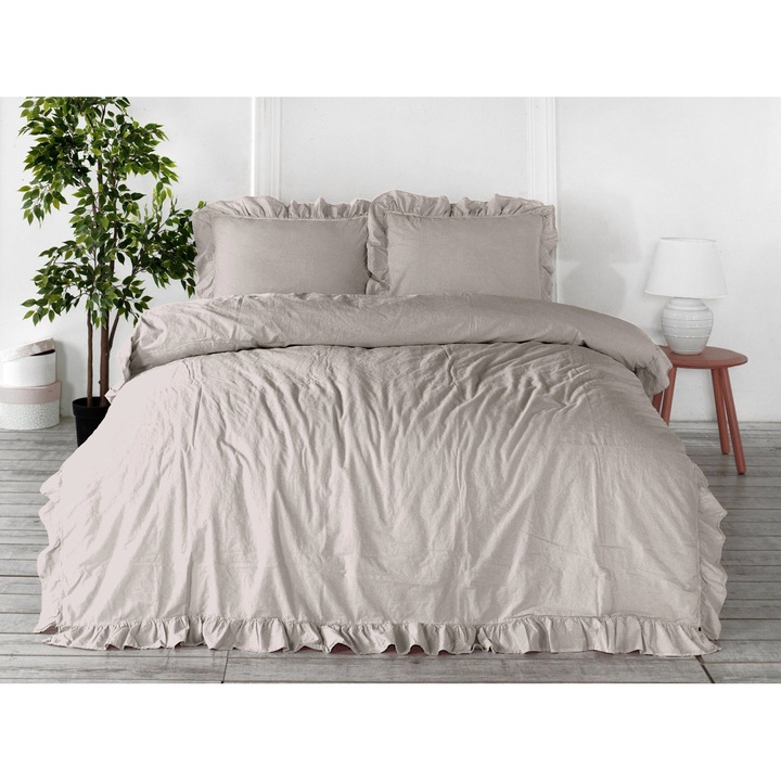 Ágynemű, Limasso, 160x200cm, 100% pamut, natúr krém, 2x 70x80cm szett