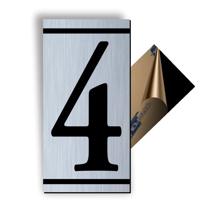 Cifra 4, ABS, Гравиран, Сребрист, M7 Creative Sign