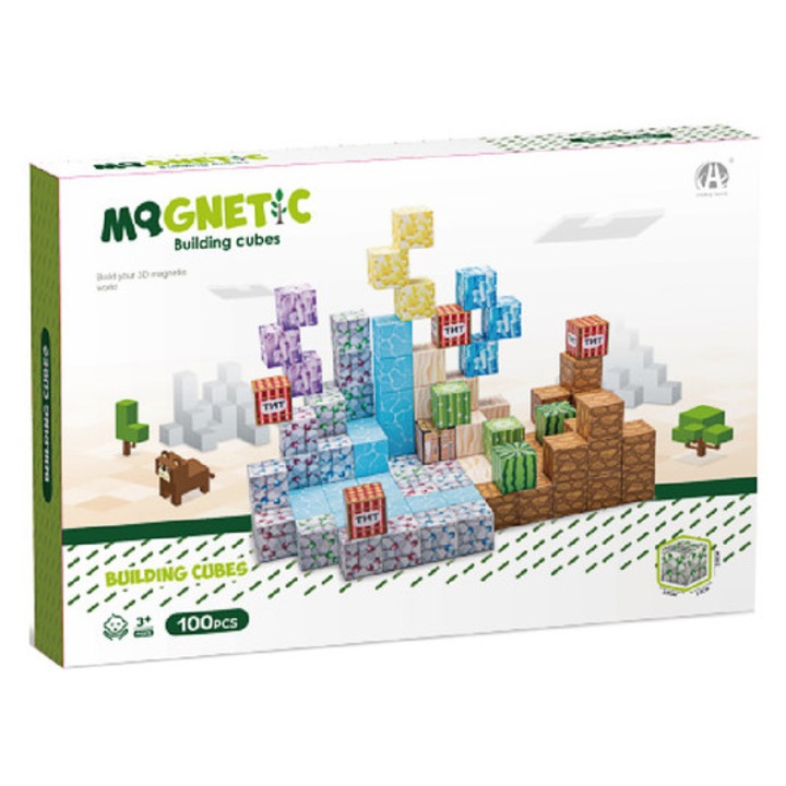 Cuburi magnetice de constructie - oras verde 100 buc /buc