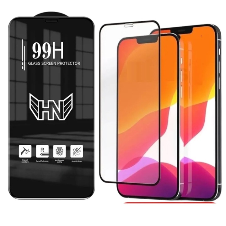 Folie 99h, sticla antisoc, compatibila cu Samsung Galaxy A20e, Full Glue, Full Cover, margini usor curbate