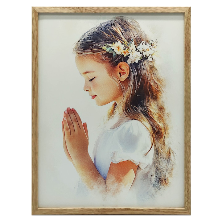 Pamiatka Pierwszej Komunii - obraz cu fetita, 70x100 cm, fara rama, hartie mata 230 gsm