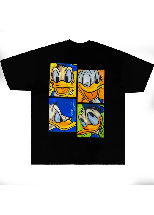 Donald kacsa mintás póló fekete / fehér – Férfi streetwear, Fekete