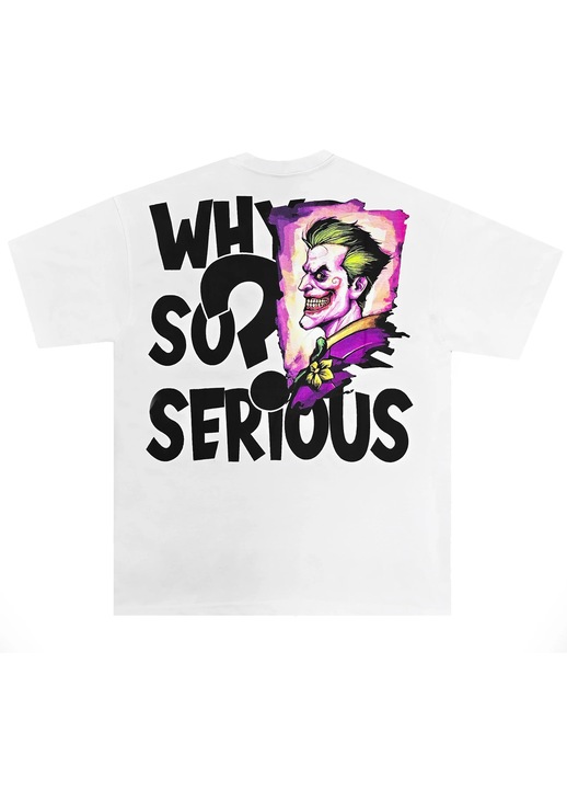 Póló Joker Why So Serious Print – Fehér / Fekete Streetwear, Fehér