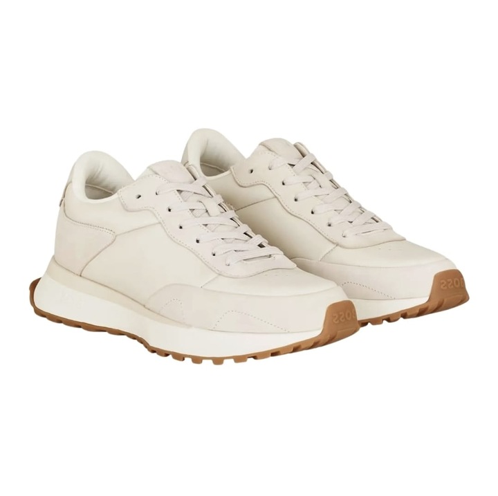 Sneakers Barbati, HUGO BOSS, Jonah Runn nultpi, Piele Naturala, Talpa EVA, Alb Open White, Marimea 41