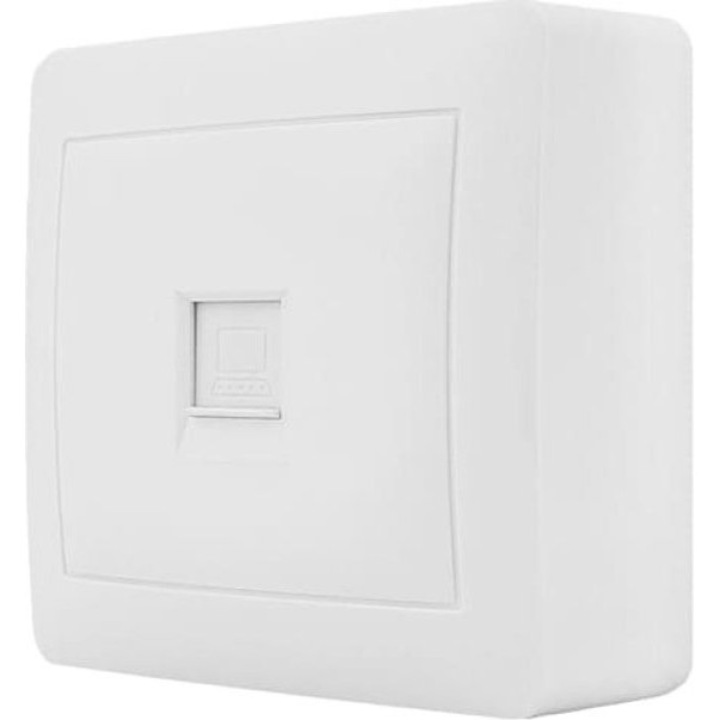 Priza RJ45 Cat6, IP20, alb, 7x7x3,5cm