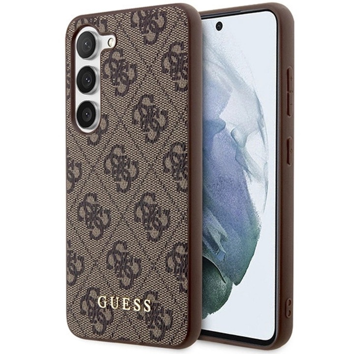 Husa telefon Guess 4G Metal Gold Logo, brown, hardcase, pentru Samsung Galaxy S24+