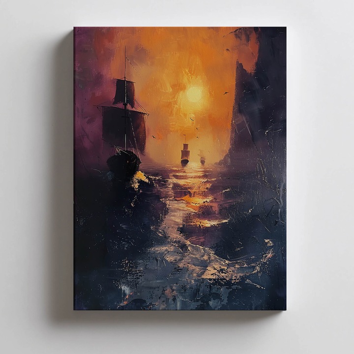 Tablou cu model Aventura Piratilor, 50x70 cm, Tip panza pe sasiu