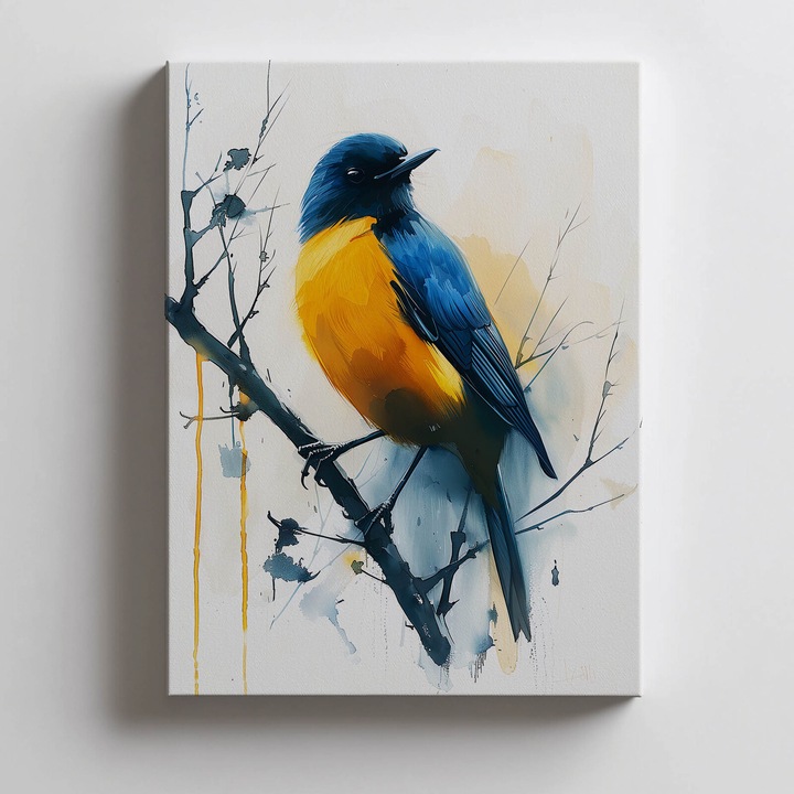 Tablou cu model pasare, 30x40 cm, Tip panza pe sasiu