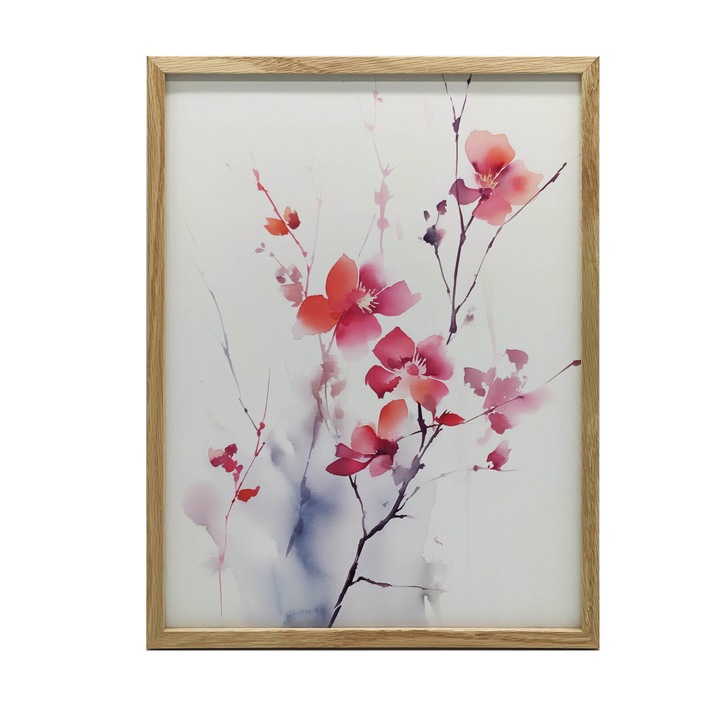 Tablou "Kwiatowa Harmonia", 30x40 cm, rama aluminiata aurie, hartie mata 230 gsm