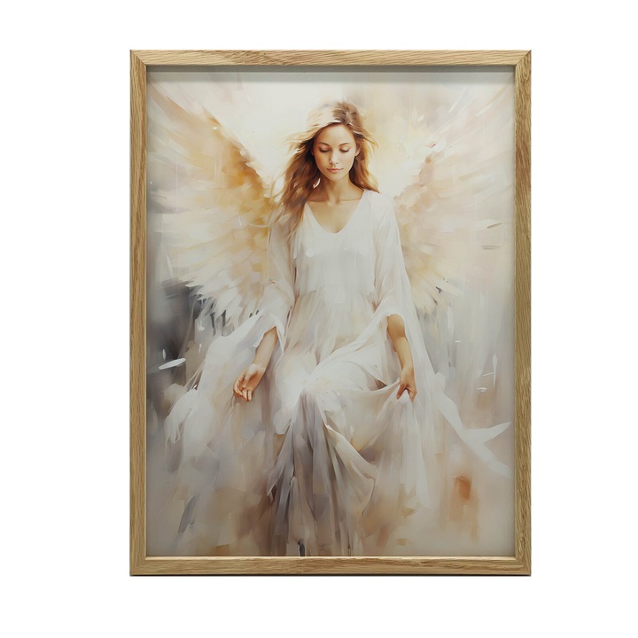 Tablou Skupienie Aniola, 30x40 cm, rama din lemn, alb, mat 230 gsm