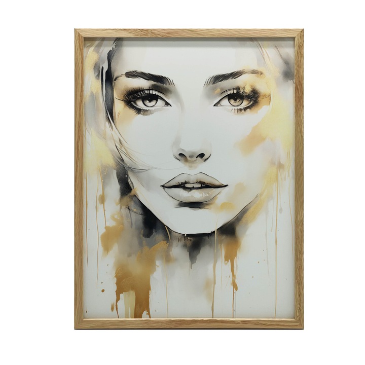 Tablou Portret Tajemnicy, 30x40 cm, rama din lemn, hartie mata 230 gsm