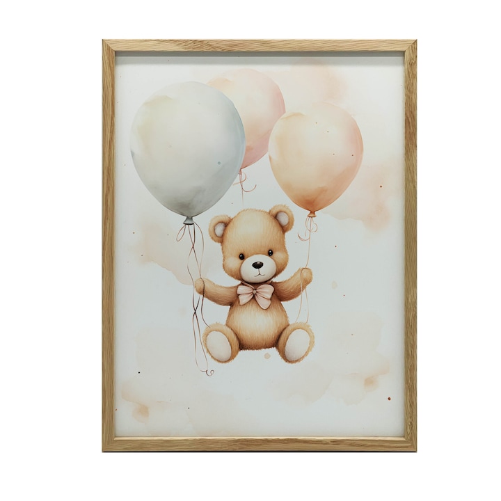 Tablou "Mis w Balonowej Podrozy", 30x40 cm, plotno premium, fara rama