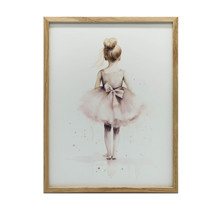 Tablou, Model Baletina Roz Printesa Dansatoare, 40x50 cm, fara rama