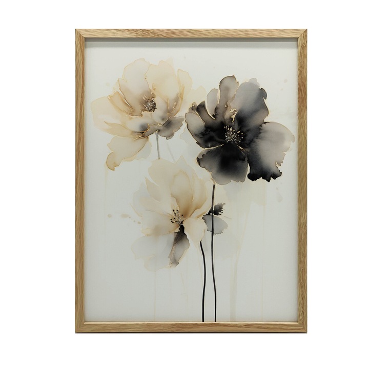 Tablou "Kwiatowy Taniec", 50x70 cm, rama aluminiata aurie, hartie mata 230 gsm