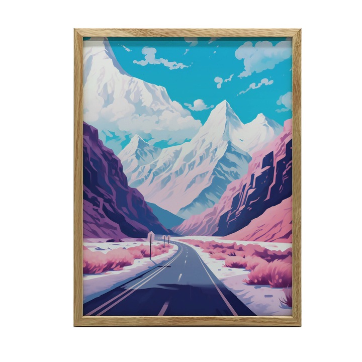 Пастелна картина Планински пейзаж, 40x50 см, черна алуминиева рамка, матова хартия 230 гр/кв.м