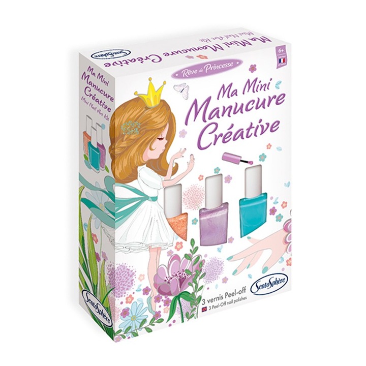 Kit creativ, Mini Set Manichiura Peel-Off pentru Copii, cu stickere, Sentosphere, 8 ani+